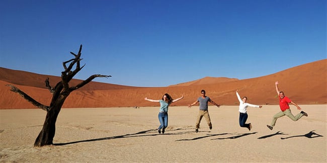 Travelers in Dead vlei Namibia