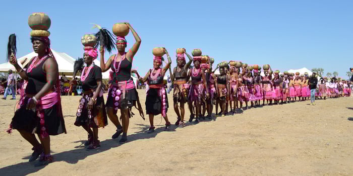 Women Procession Omagongo Festival Ombalantu Owambo Namibia