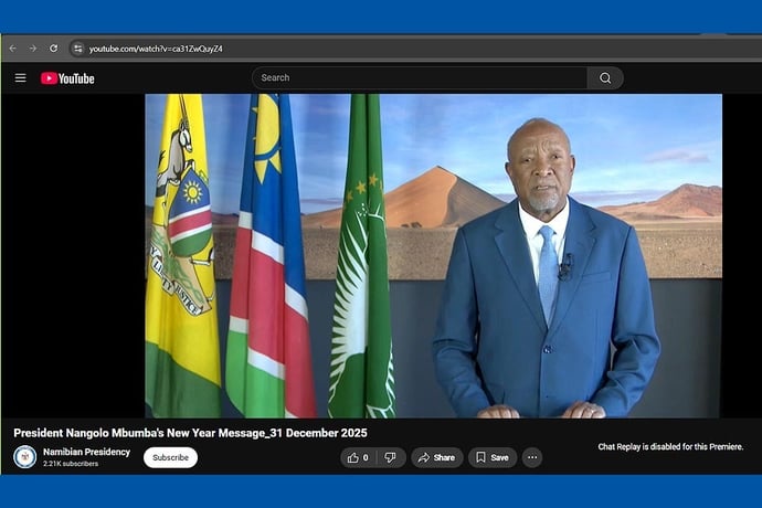 President Nangolo Mbumba New Year's message residents visitors Namibia happy successful year 2025