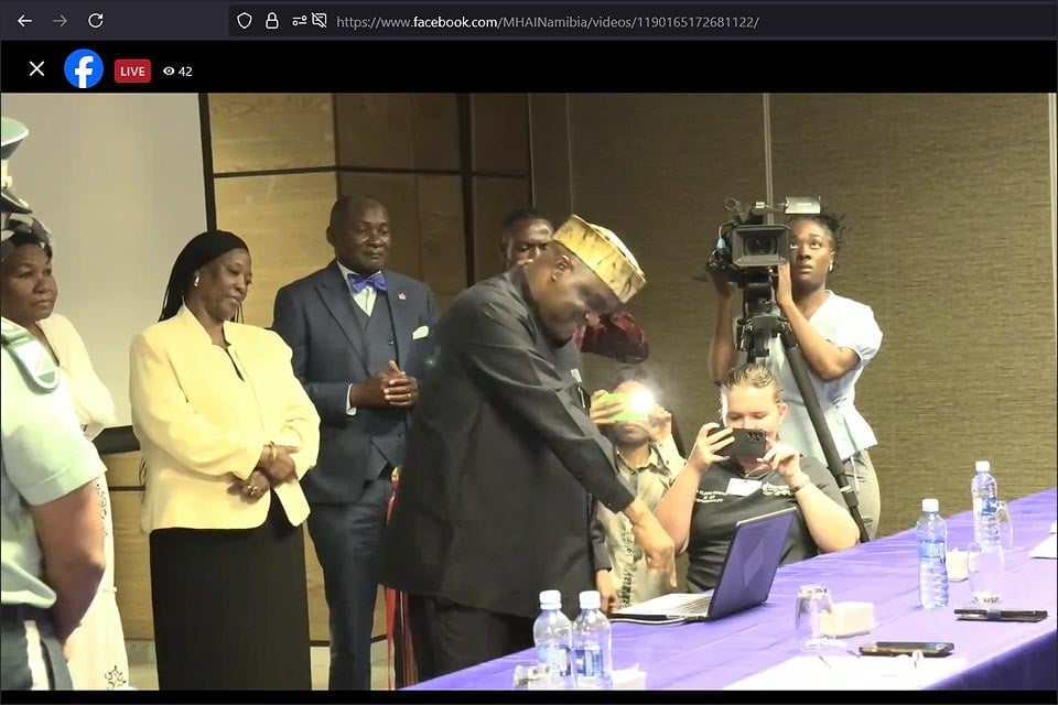 Visa application button Minister Home Affairs Entry Security Albert Kawana activated online platform 'Visa on Arrival' screenshot live broadcast presentation Windhoek Facebook page Ministry MHAISS