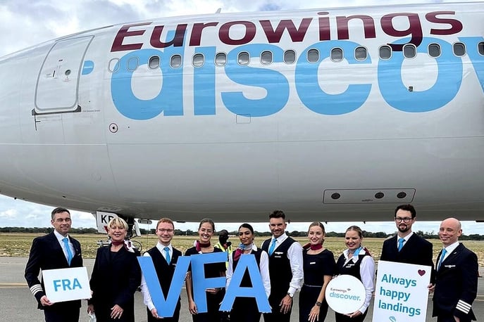 always happy landings end of November Victoria Falls Discover Airlines Eurowings Discover March 2022 direct flight Frankfurt Windhoek VicFalls