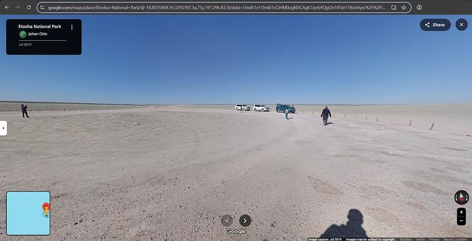 Google Maps 360-degree image Viewpoint Edge of Etosha Pan Google Street View