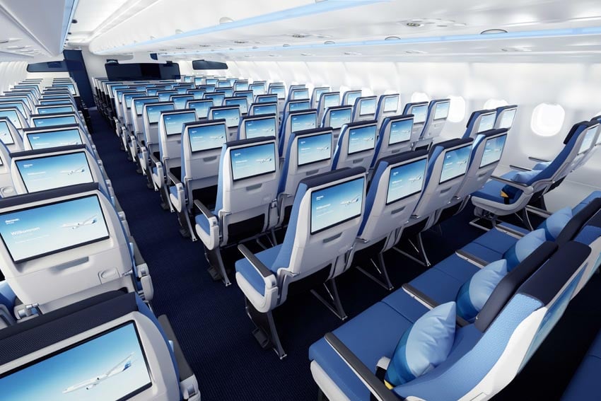 Starting April 2027 More legroom new Ocean Blue cabin on Discover flights Namibia Photo Discover Airlines