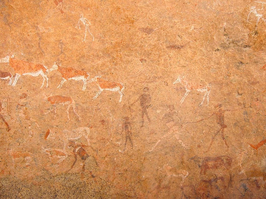 One of thousands rock painting motifs Dâures Brandberg Namibia intends protect promote even more effectively application UNESCO World Heritage status famous but visibly faded White Lady Photo 2004 Harald Süpfle Wikipedia