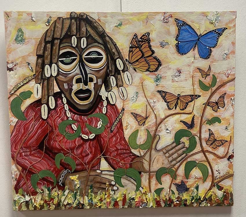 Connecting Namibian nature culture and identity One of works in exhibition 'Wildlife Is My Asset – Culture Is My Roots' by Namibian artist Jeremiah Haihambo Location Omba Gallery at Namibia Craft Centre in Windhoek Photo Post on Namibia Craft Centre's Facebook page
