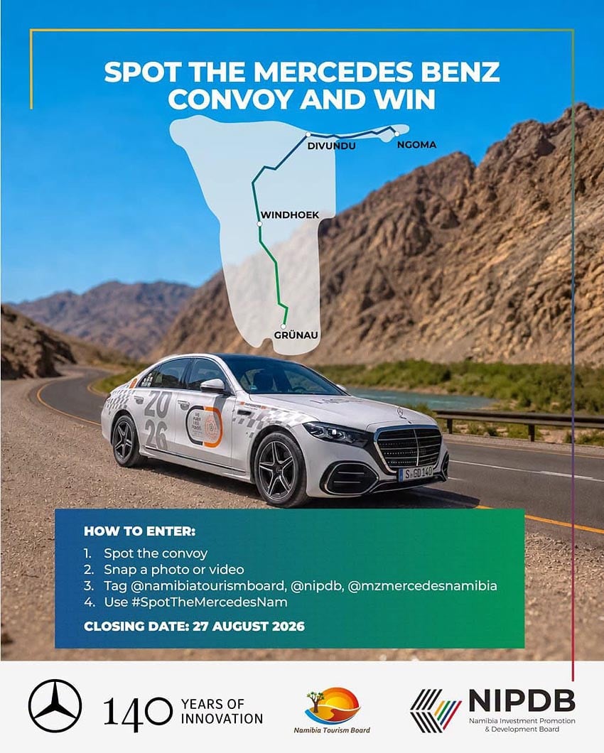 From Ngoma via Divundu and Windhoek to Grünau Four stops in Namibia on Mercedes-Benz '140 Years, 140 Places' anniversary tour Photo Screenshot from Namibia Tourism Board NTB Facebook post