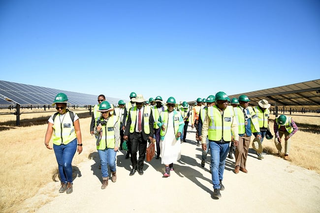 Deputy Mining Minister Kornelia Shilunga (C) inaugurated the new solar plant near Omaruru. Photo: NamPower