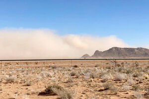 heavy sandstorm in the Namib Desert