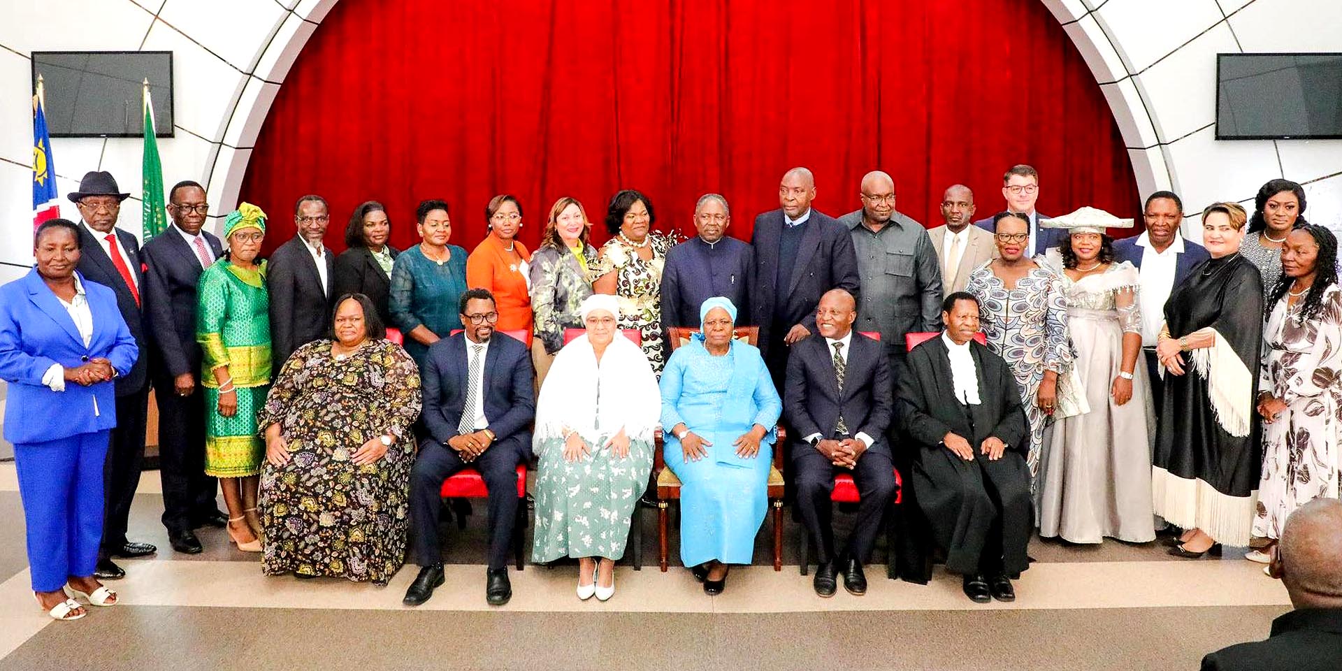 Namibia new President Netumbo Nandi-Ndaitwah after swearing-in ceremony with predominantly female cabinet photo post Facebook page office President