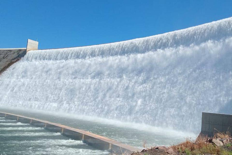 The Neckartal dam overflows