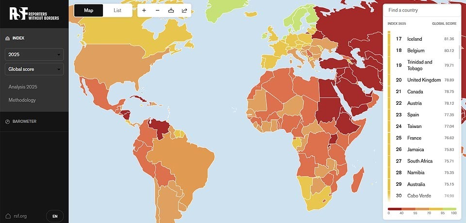 World press freedom ranking: Namibia ranks 28th in the world and second in Africa