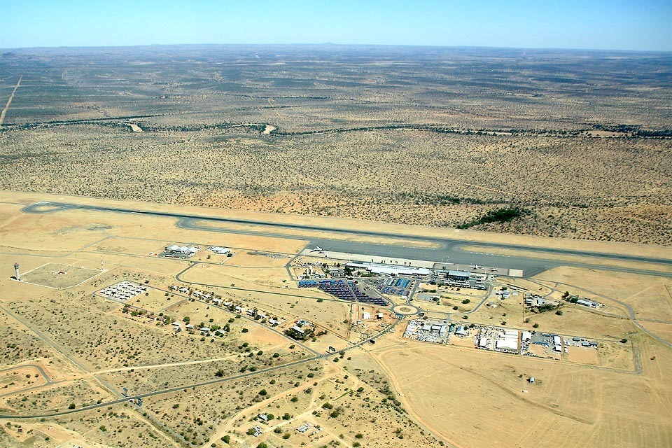 Hosea Kutako International Airport (HKIA) east of Windhoek in central Namibia, one of the 20 airports with the longest runways in the world: 