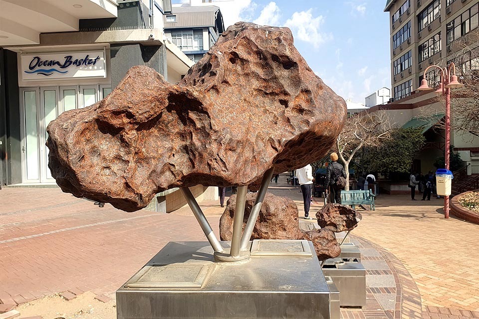 Gibeon meteorites in the Post Street Mall in Namibia's capital Windhoek