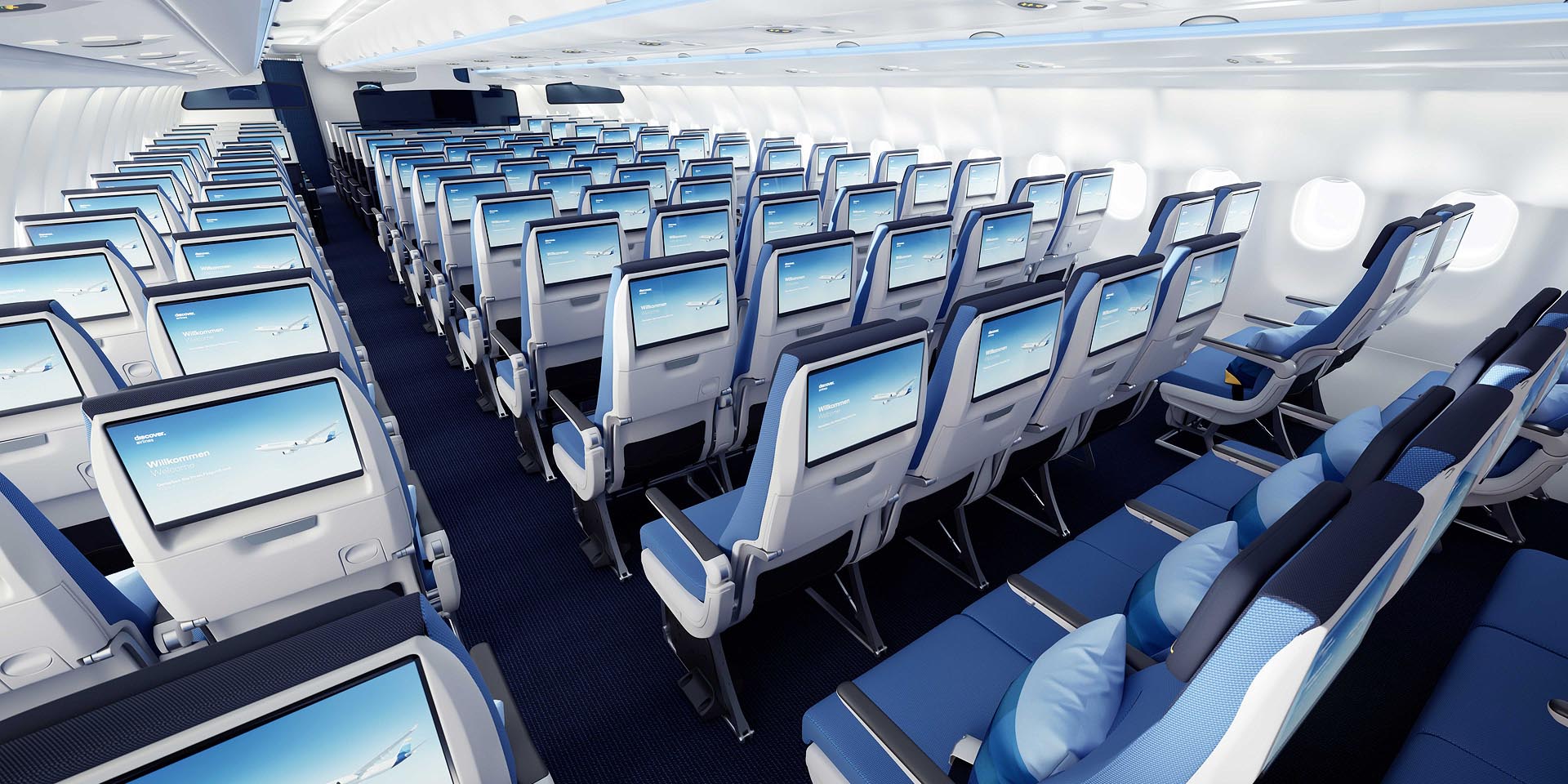 Starting April 2027 More legroom new Ocean Blue cabin on Discover flights Namibia Photo Discover Airlines