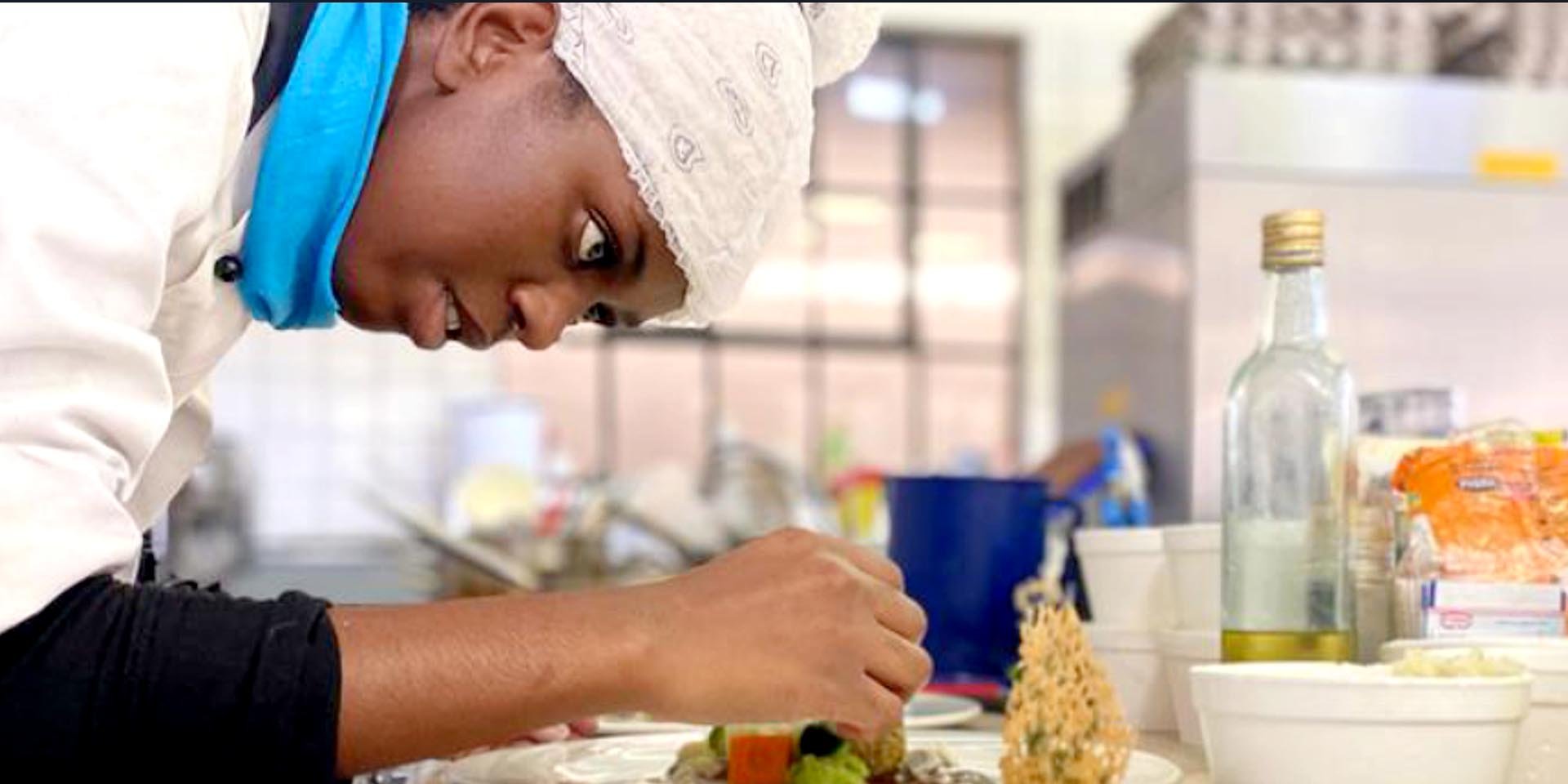 Namibian Chef Elizabeth Isai 25 creating culinary delights. Photo 2024 Namibia University of Science and Technology NUST