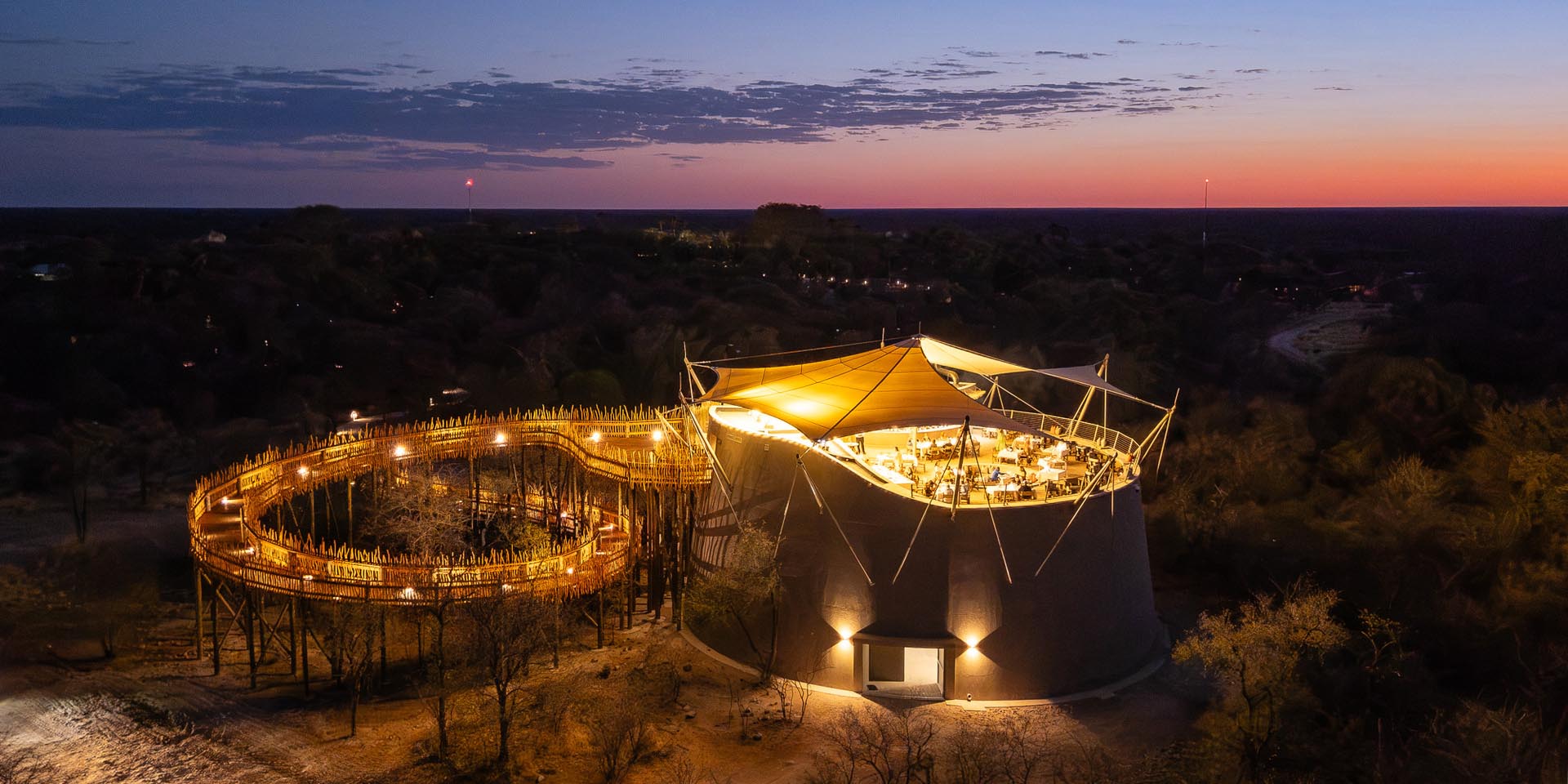 'Sky Boma' of modernised Mokuti Etosha Lodge on eastern edge of Etosha National Park Photo O&L Leisure