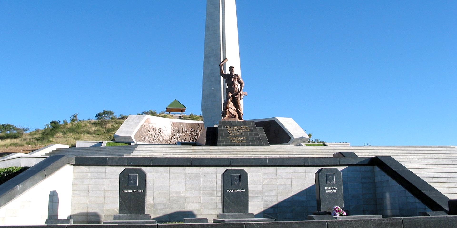 Heroes' Acre memorial with statue of freedom struggle leader and Namibia's founding president Sam Nujoma south of Windhoek Photo Sven-Eric Stender