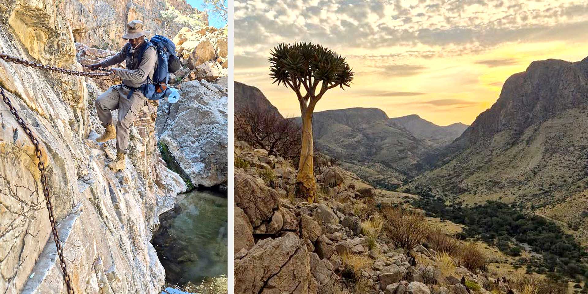 A dream for fit adventure-loving hikers glimpses of 120 km-long Naukluft Hiking Trail It runs through the Naukluft Mountain Zebra Park part of Namib-Naukluft Park since 1979 now been inspected again by park officials Photos Facebook post by Ministry of Environment Forestry Tourism MEFT